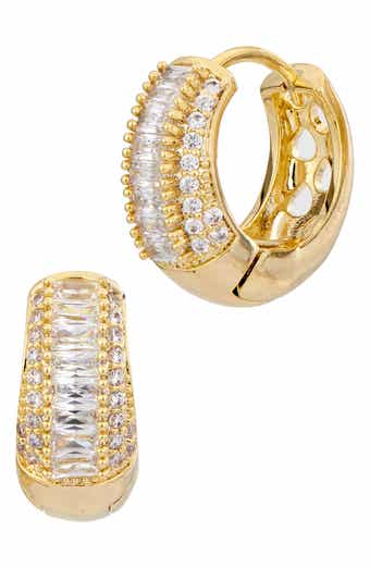 Cubic Zirconia Huggie Hoop Earrings