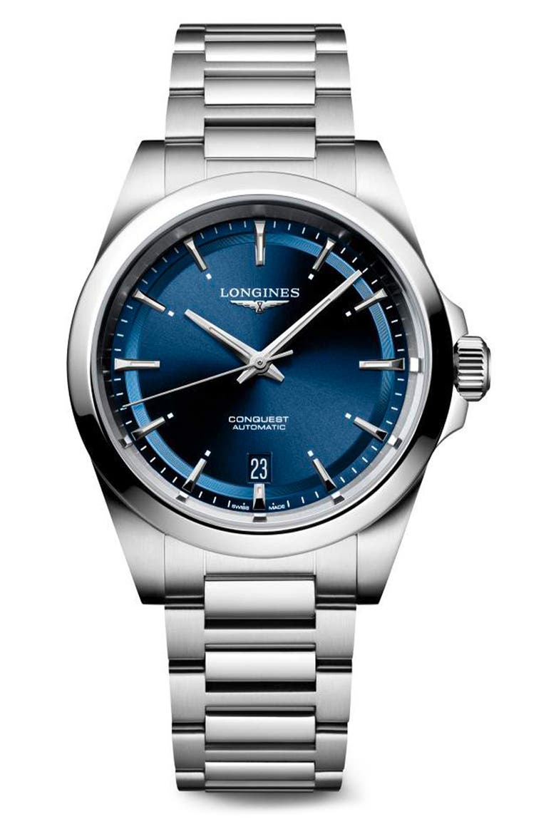 Conquest Automatic Bracelet Watch, 38mm, Main, color, BLUE
