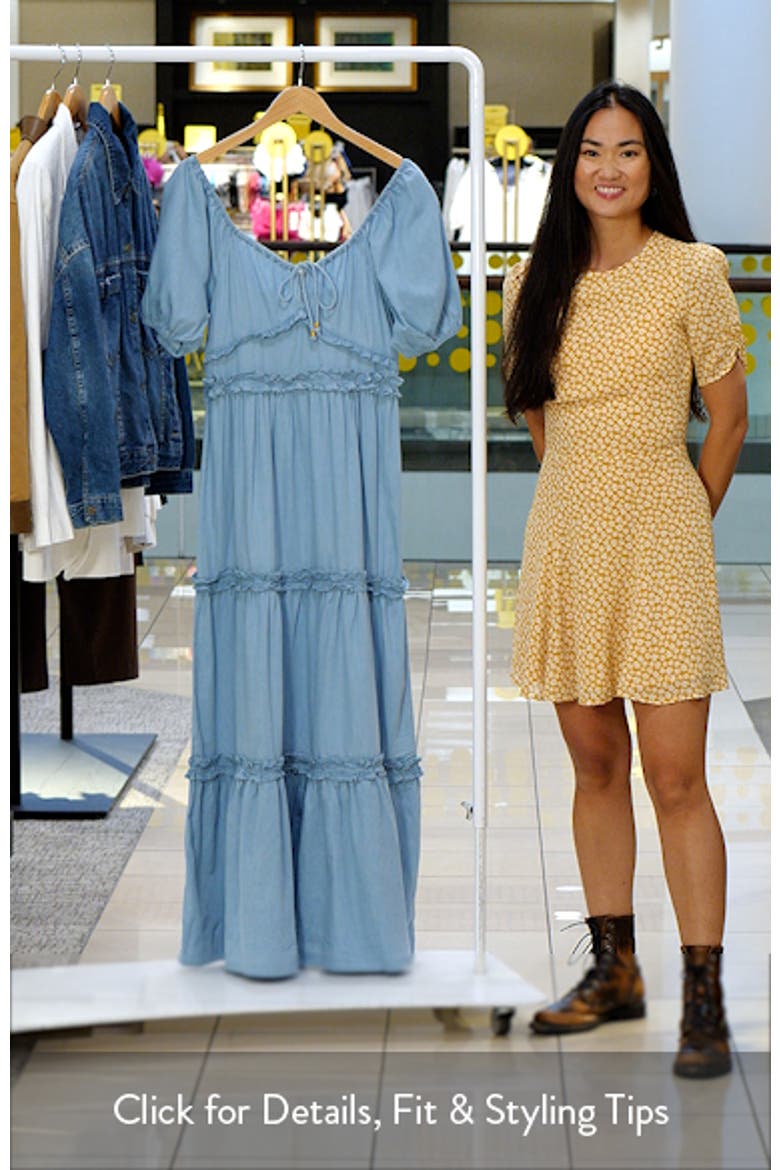 Tiered Puff Sleeve Chambray Maxi Dress video