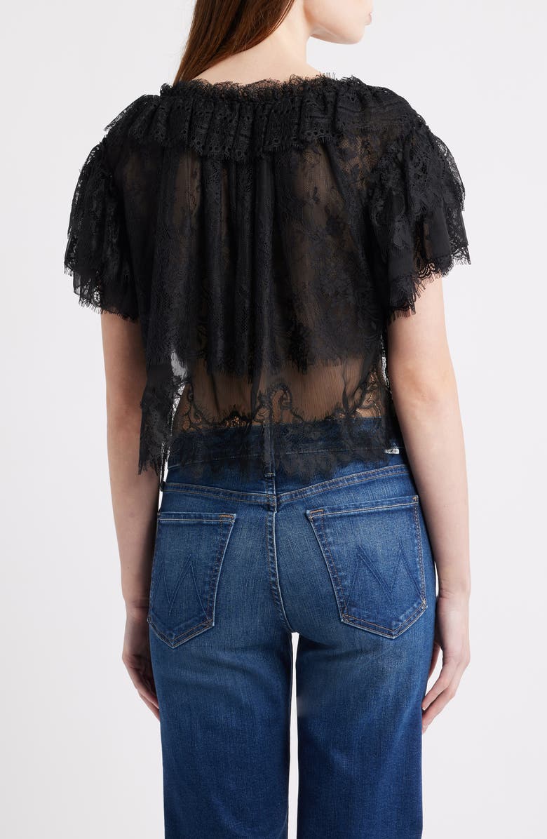 LoveShackFancy Vienne Lace Crop Top, Alternate, color, Black
