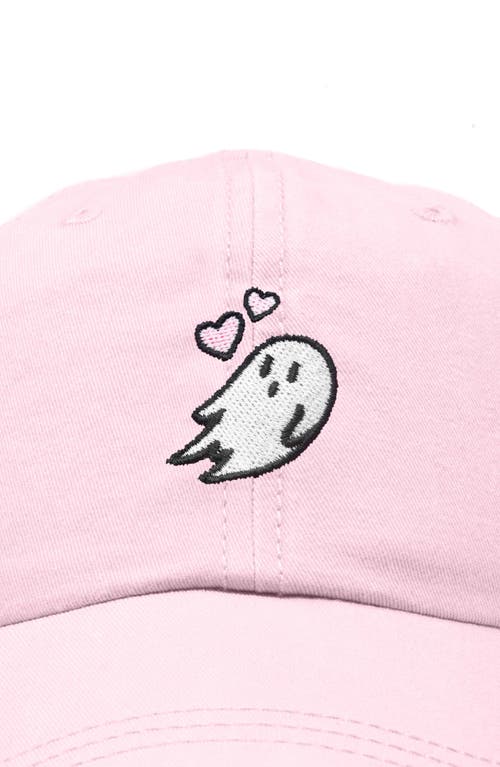 Dalix Heartly Ghost Embroidered Cap In Washed Pink