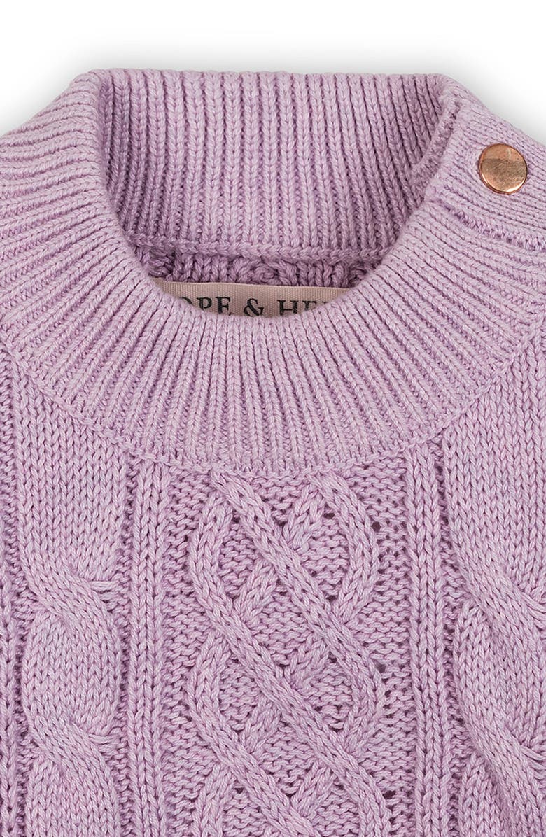 Hope & Henry Kids' Organic Long Sleeve Flutter Detail Sweater Dress, Alternate, color, Lavender Heather