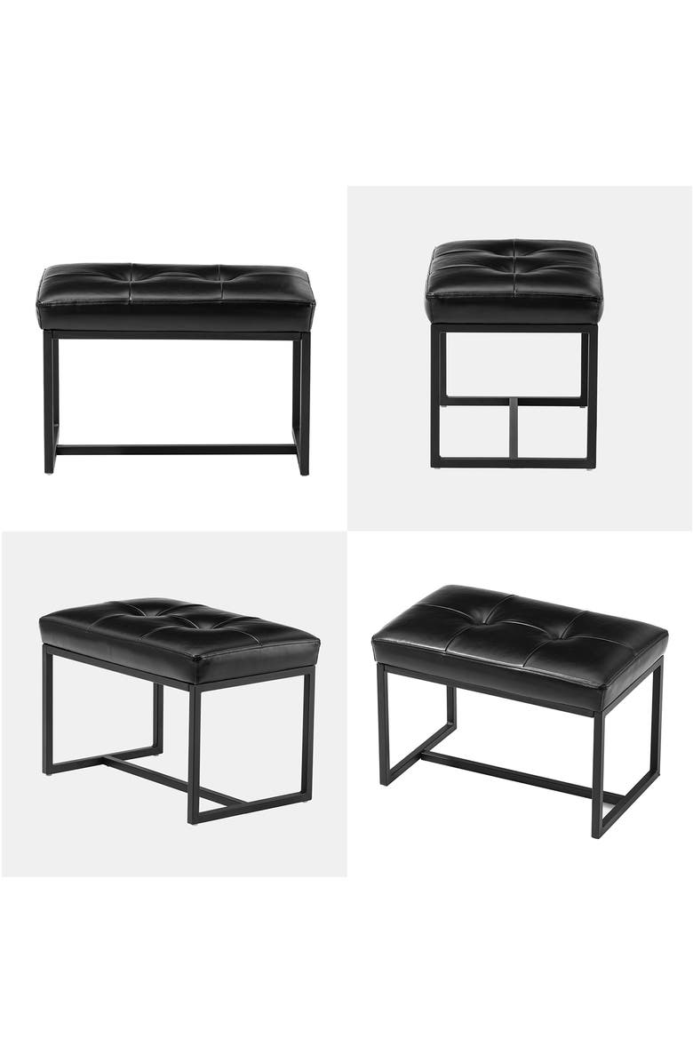 Glitzhome Modern Thick Leatherette Accent Stool with Metal Frame, Alternate, color, Black