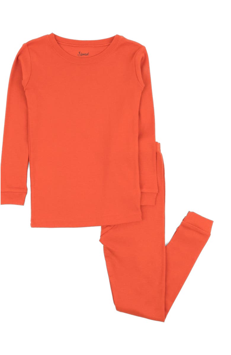 Leveret Kids Two-Piece Solid Cotton Matching Family Pajamas, Main, color, Orange