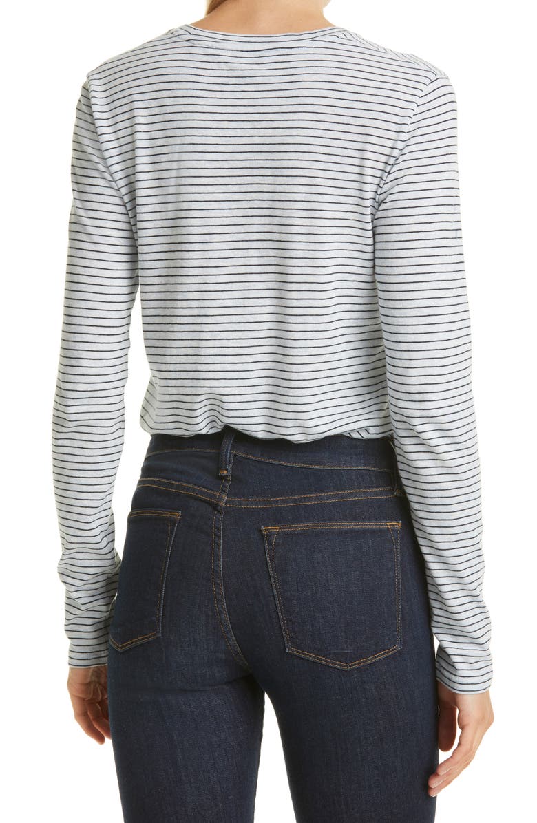 Vince Essentials Pencil Stripe Crewneck T-Shirt, Alternate, color, Heather Powder Blue/Coastal