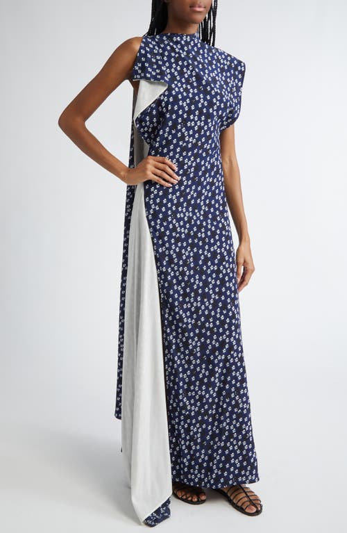 Proenza Schouler Devyn Maxi Dress In Navy Multi