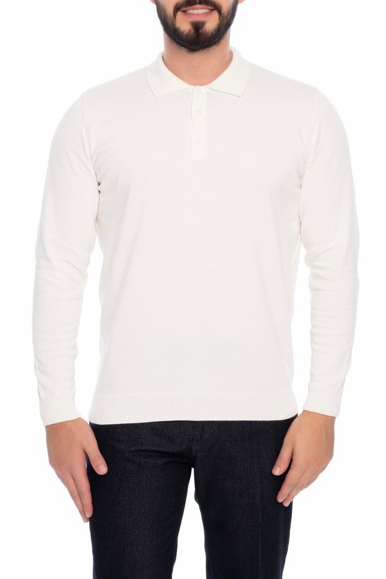 Long Sleeve Polo, Main, color, LIGHT BEIGE