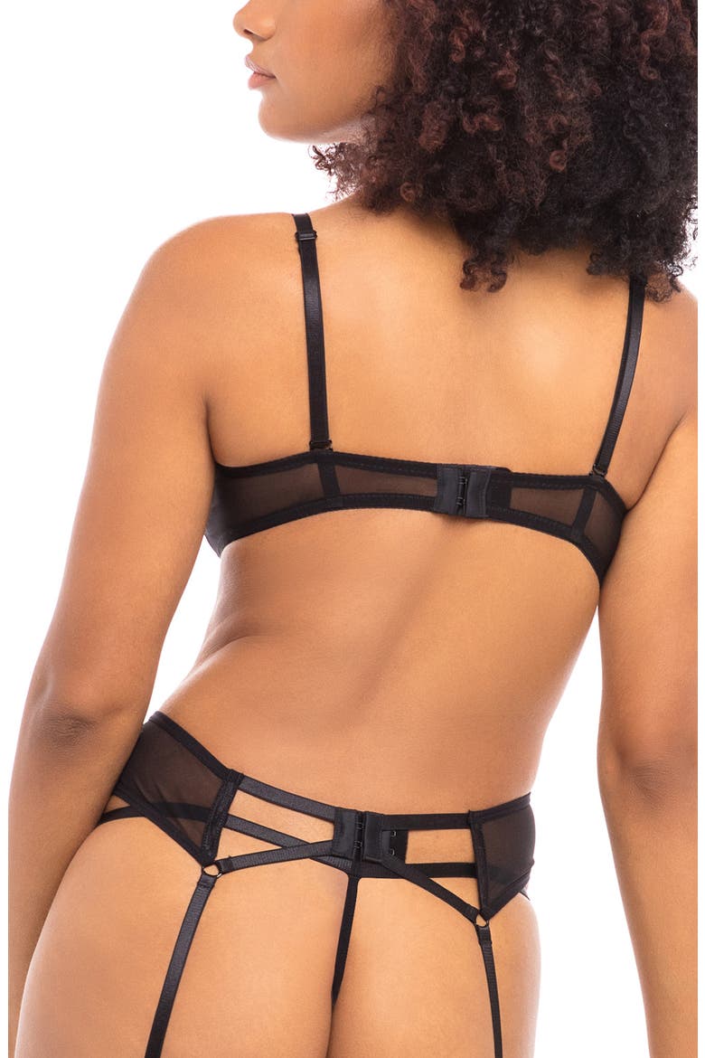 Tamzin Underwire Bra, G-String & Garter Belt Set, Alternate, color, BLACK/ NUDE