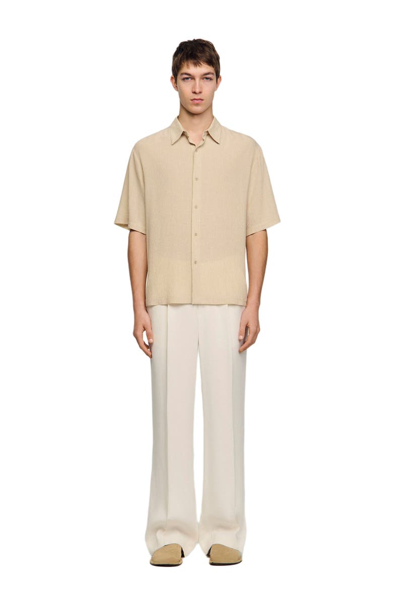 SANDRO Pleated shirt with shark collar, Main, color, Sand