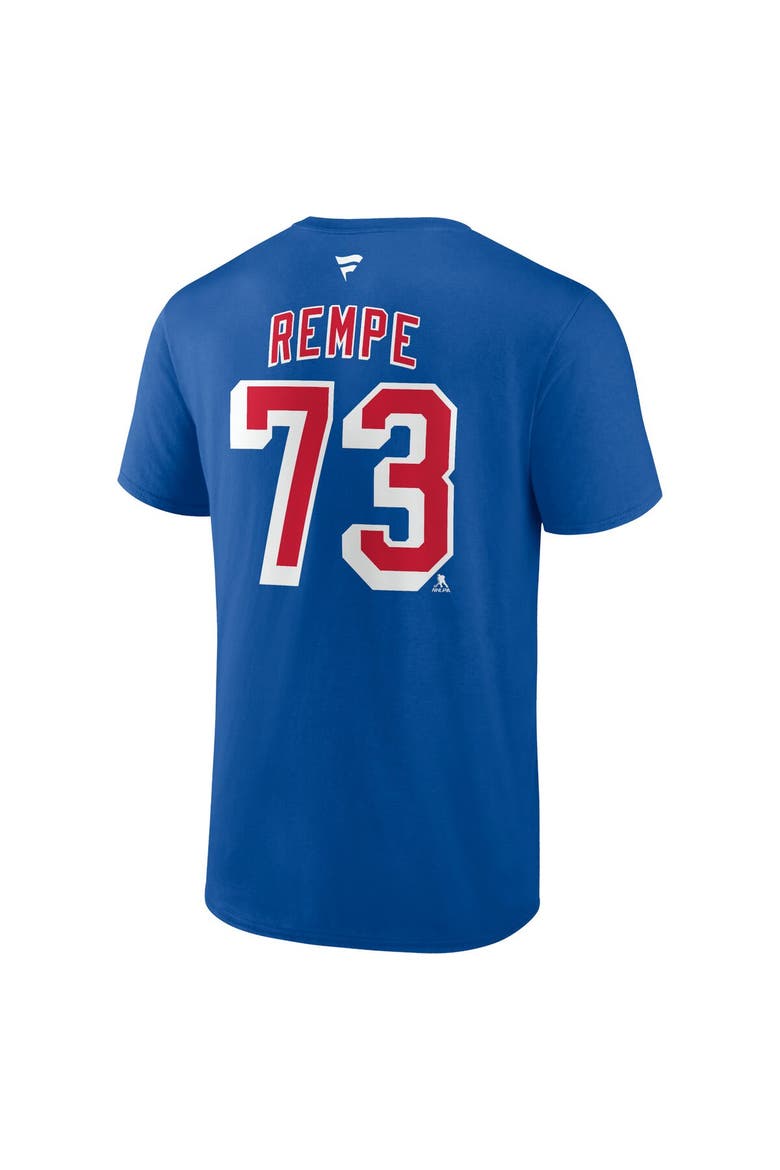 Men's Fanatics Matt Rempe Blue New York Rangers Authentic Stack Name & Number T-Shirt, Alternate, color, Blue