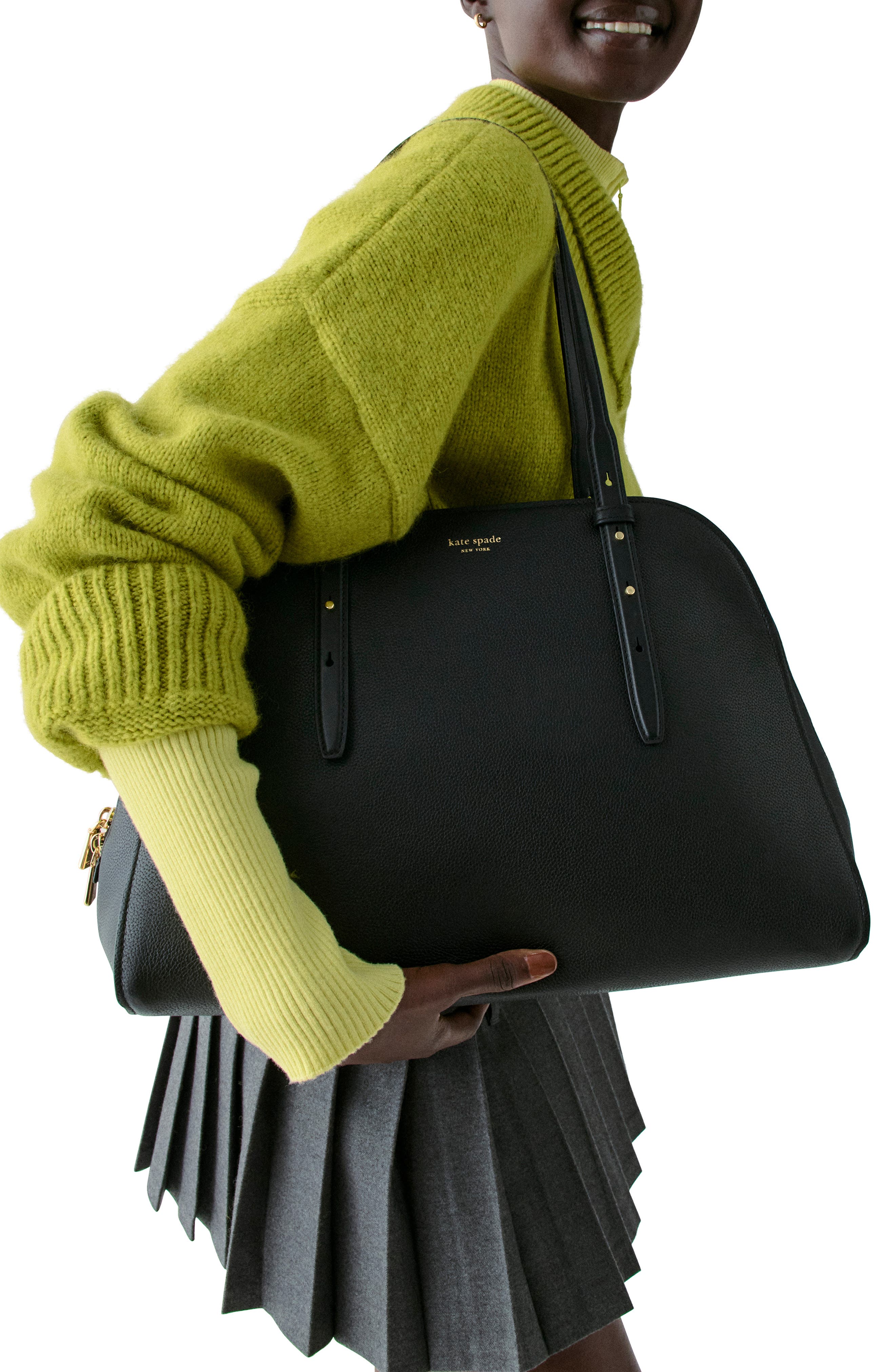 Kate Spade New York do it all pebble leather maise carryall tote, Alternate, color, Black