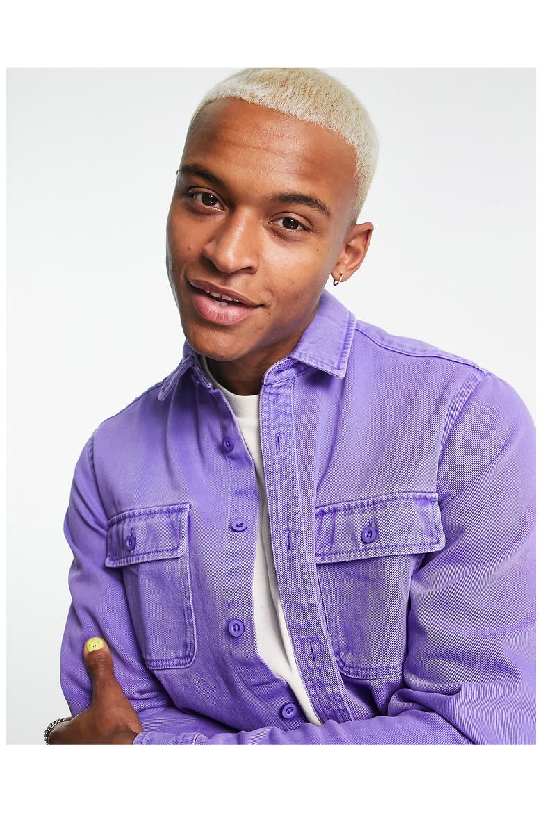 Denim Overshirt, Alternate, color, PURPLE