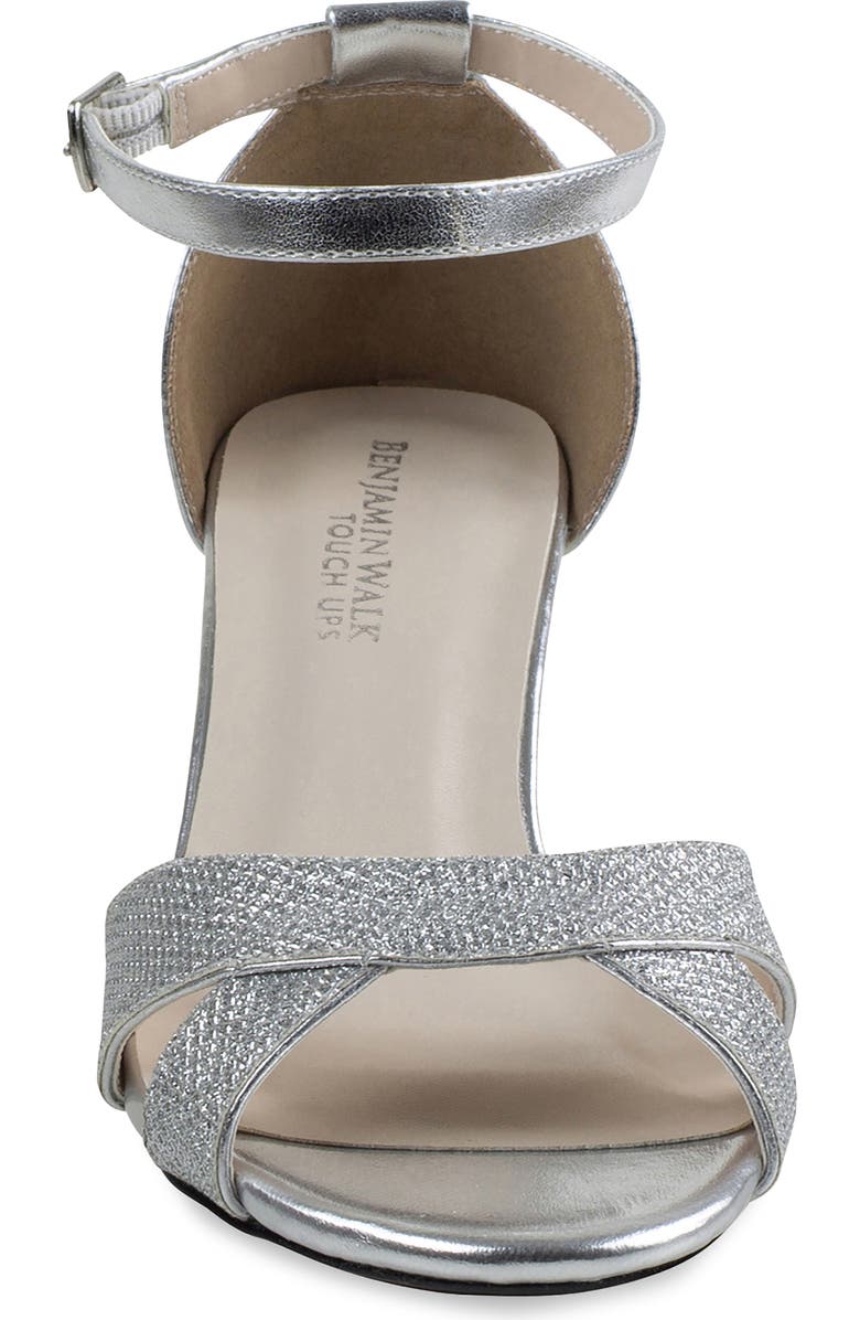 Touch Ups Clementine Kitten Heel Ankle Strap Sandal, Alternate, color, Silver