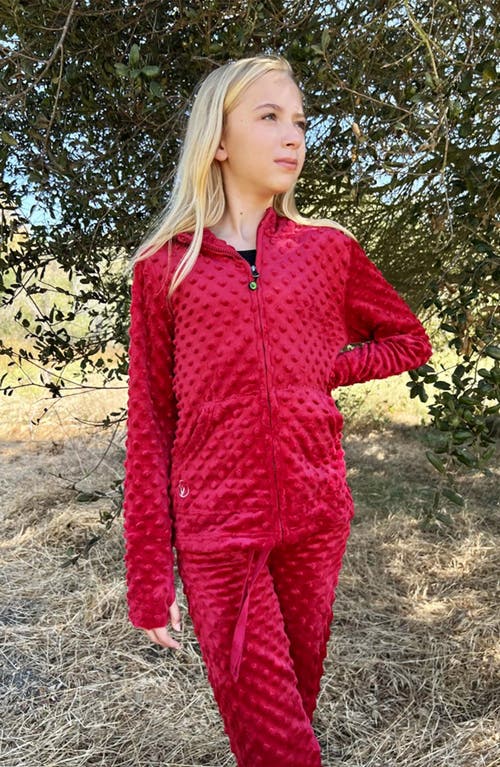 Limeapple Minky Bubble Zip Hoodie In Red