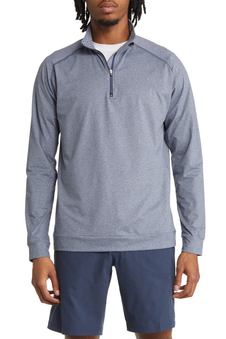 Graham Quarter Zip Golf Pullover, Main, color, NAVY HEATHER-NAVY