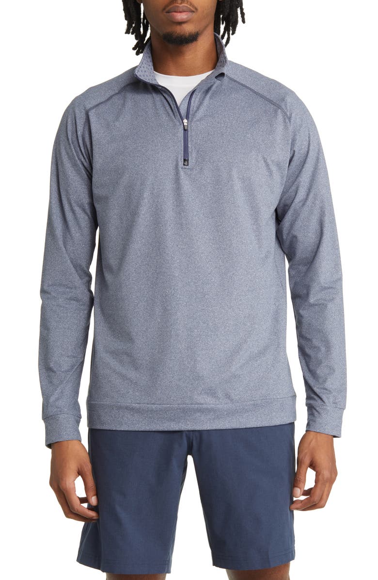 Swannies Graham Quarter Zip Golf Pullover, Main, color, Navy Heather-Navy