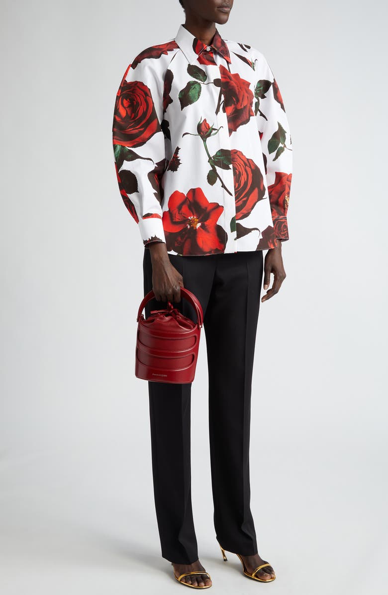 McQueen The Rise Leather Bucket Bag, Alternate, color,