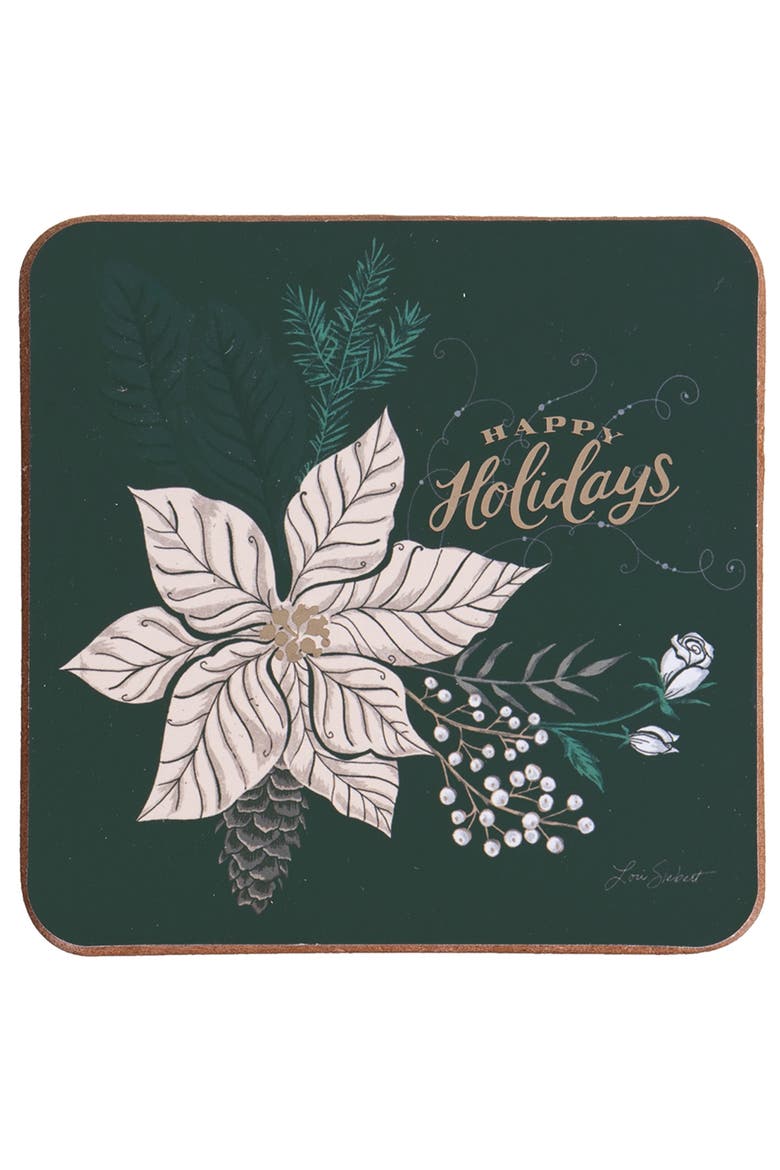 Emerald Christmas Coaster, Set of 4, Alternate, color, Green