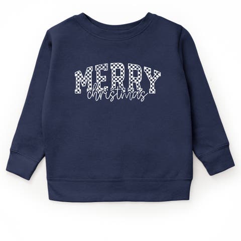 Merry Christmas Varsity Checkered Sweatshirt (little Kid & Big Kid)