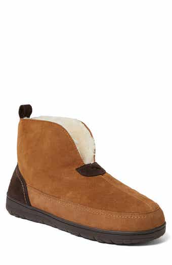DEARFOAMS Faux Fur Lined Suede Boot Slipper
