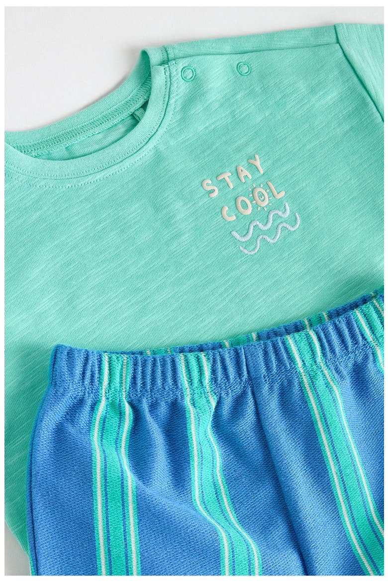 Graphic Cotton T-Shirt & Stripe Pants Set, Alternate, color, GREEN