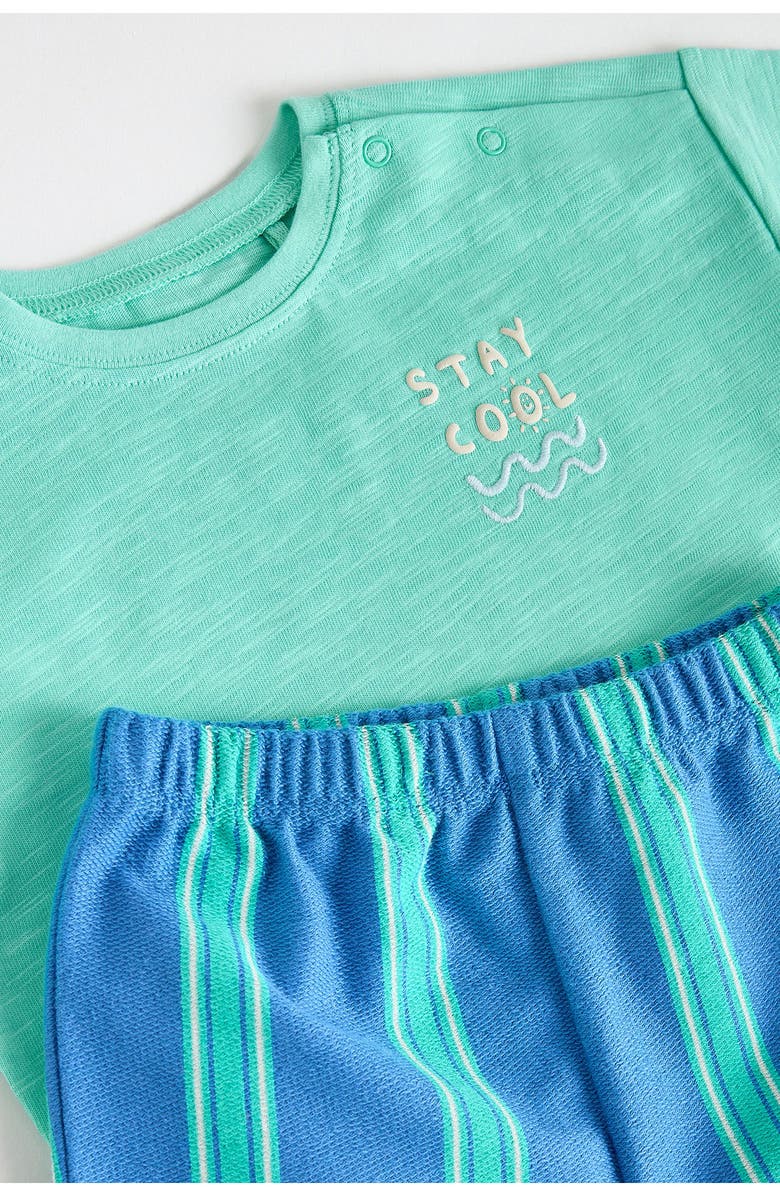 NEXT Graphic Cotton T-Shirt & Stripe Pants Set, Alternate, color, Green