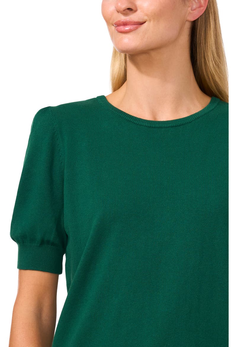 Puff Sleeve Sweater, Alternate, color, ALPINE GREEN