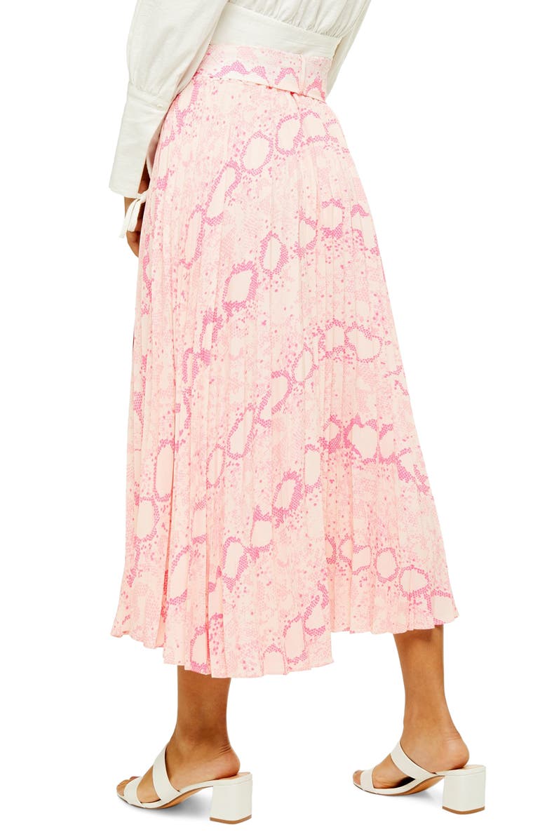 Topshop Snake Print Midi Skirt, Alternate, color,