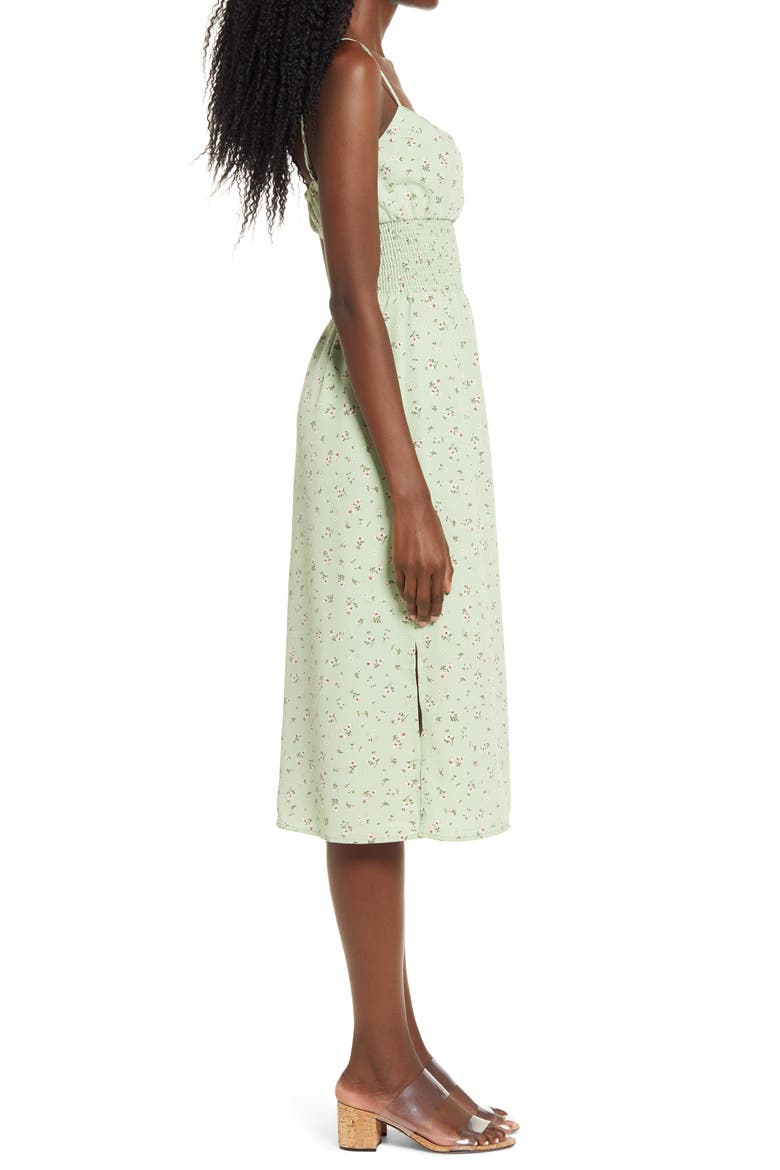 Sandy Smocked Waist Sundress, Alternate, color, GREEN DUNE DITSY DAISY