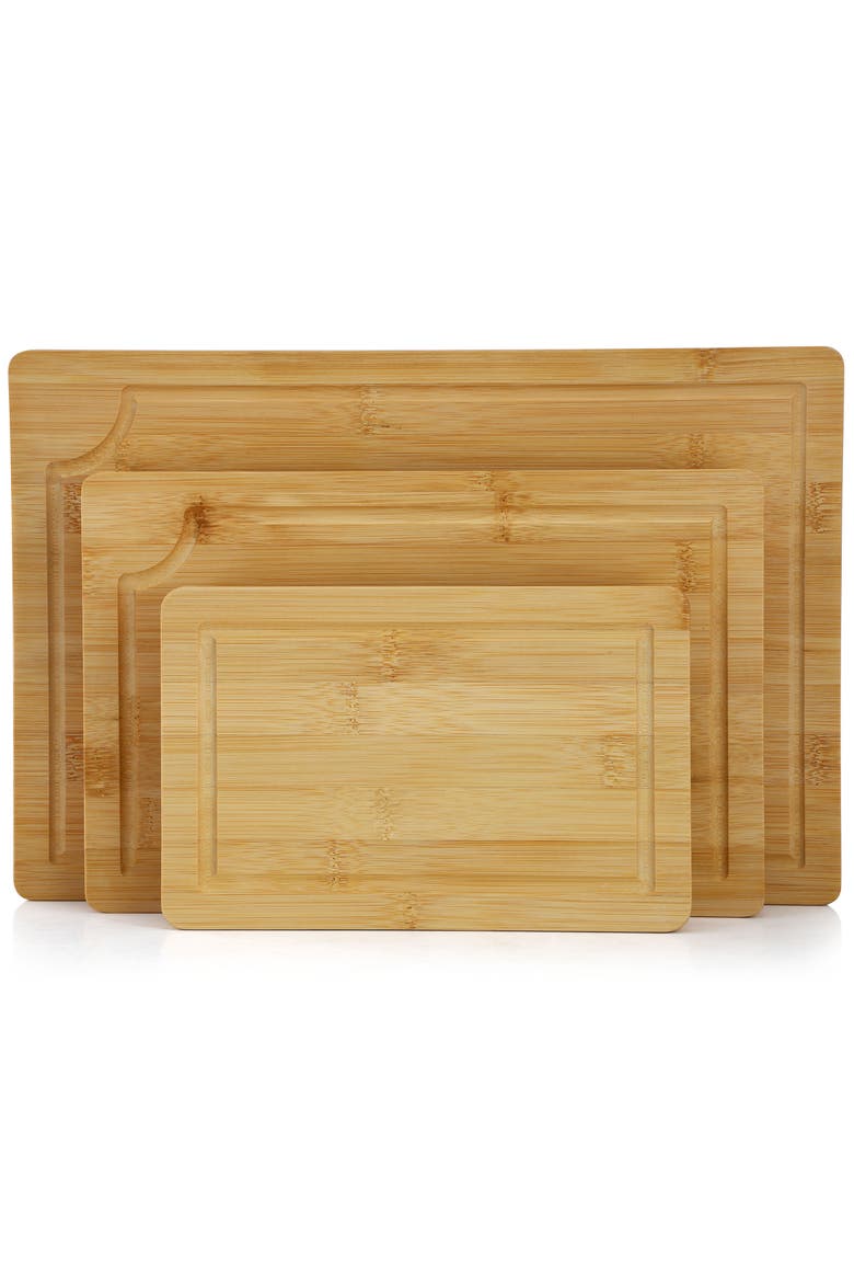 3 Piece 9 Inch, 12 Inch, and 15 Inch Wood Cutting Board, Alternate, color, Bamboo