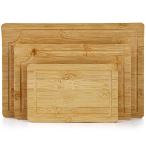 Megachef 3 Piece 9 Inch, 12 Inch, And 15 Inch Wood Cutting Board Set With Juice Grooves In Multi