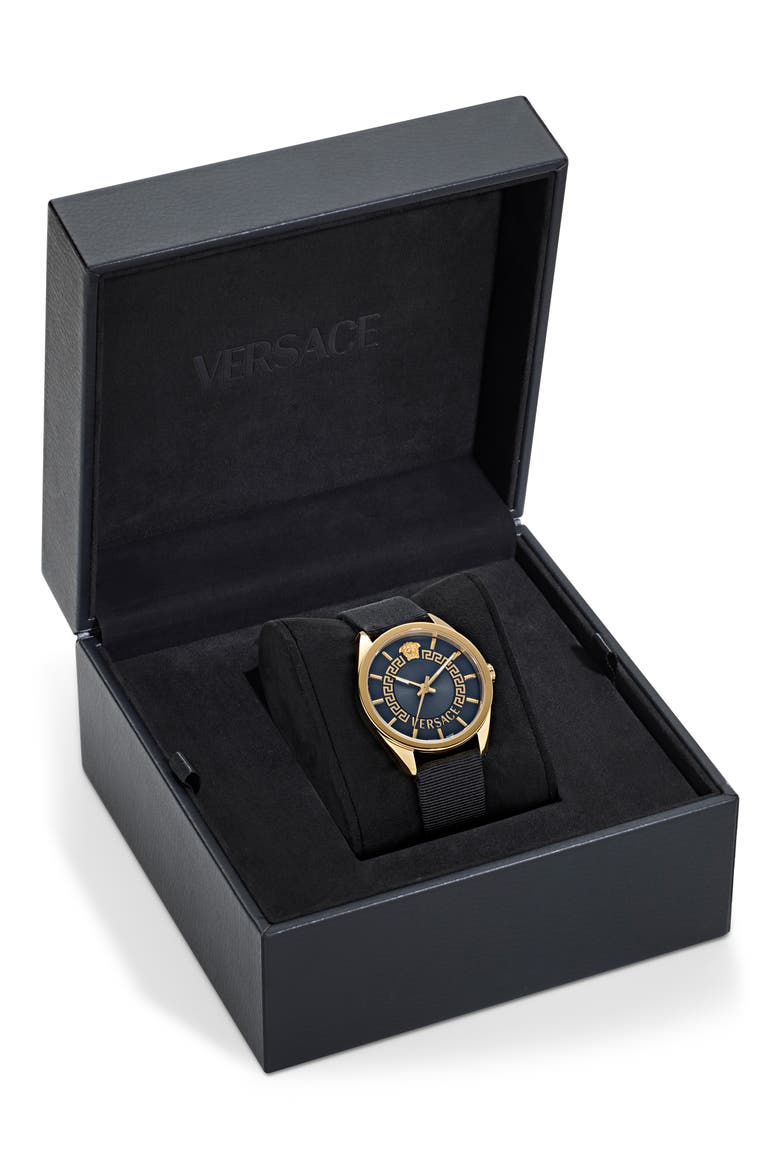 New V-Circle Fabric Strap Watch, 36mm, Alternate, color, IP YELLOW GOLD