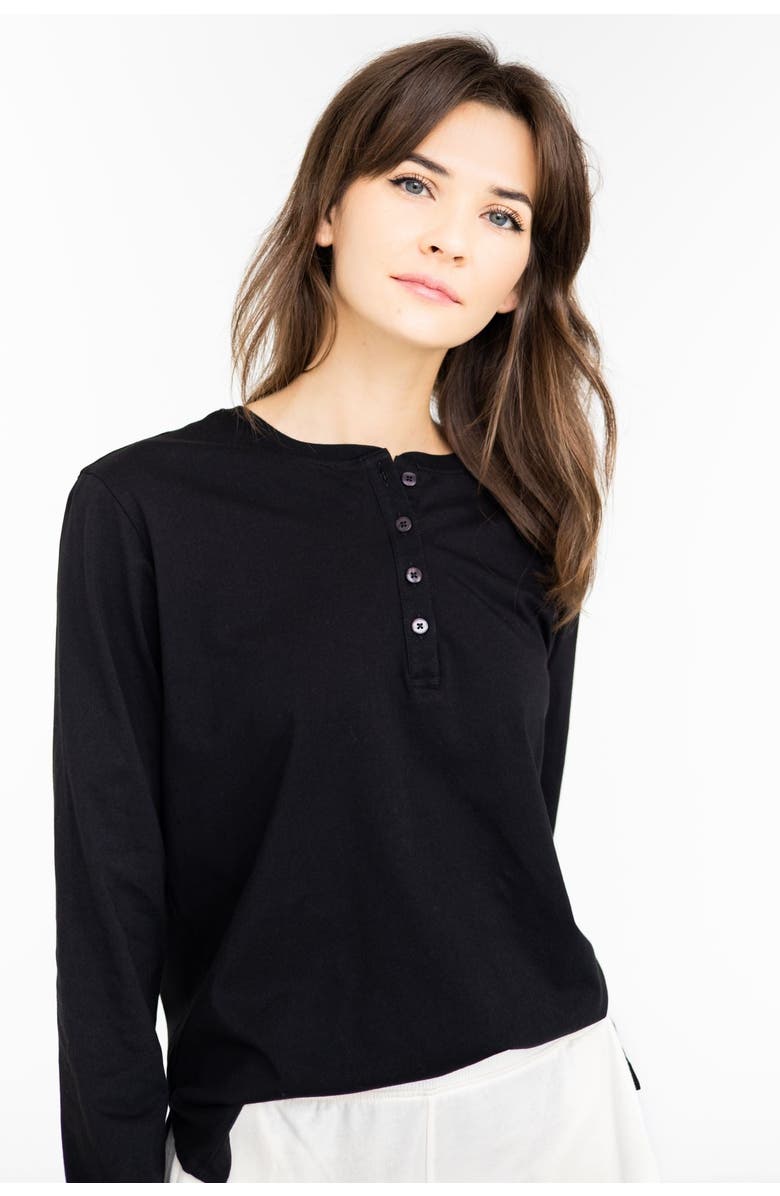 SALUA Pima Cotton Henley, Main, color, Black