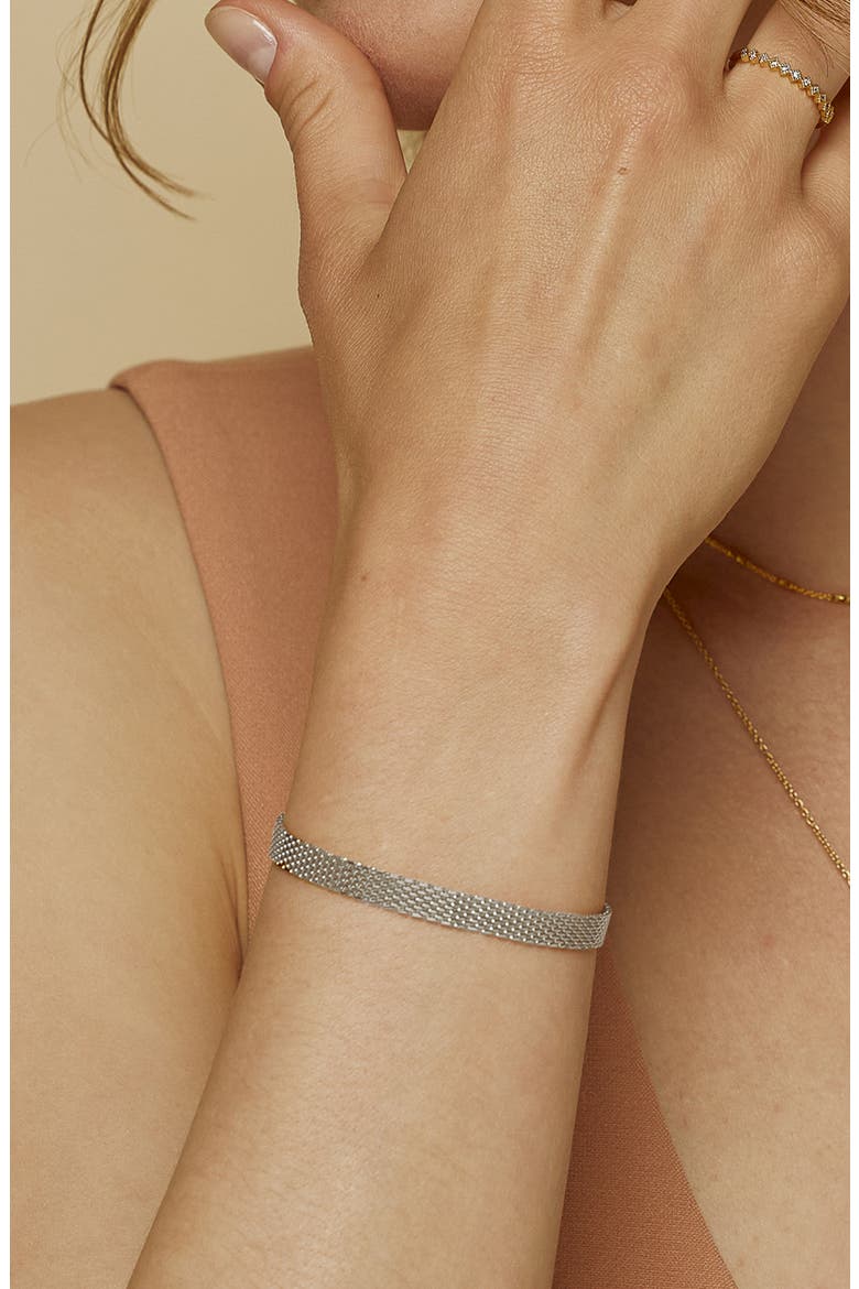 18k Gold Plated Sterling Silver Mash Chain Adjustable Bracelet Gift Idea, Alternate, color, Silver