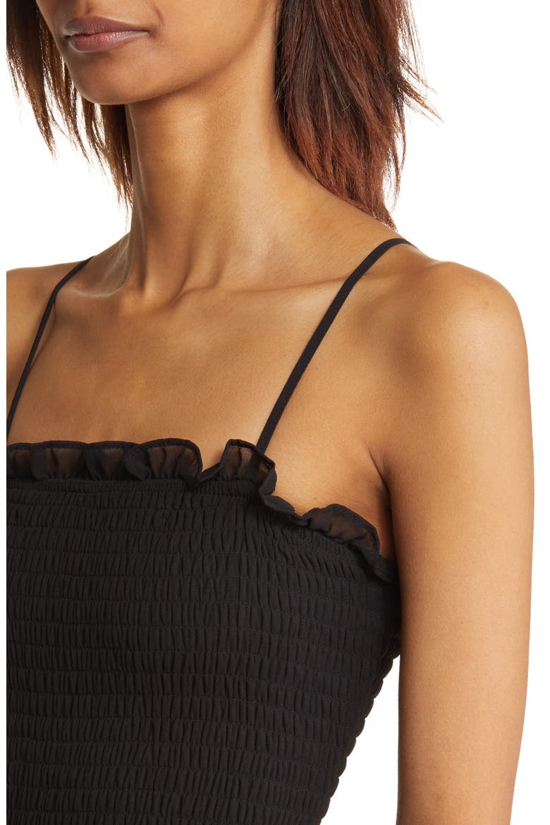 Smocked Georgette Cocktail Dress, Alternate, color, BLK