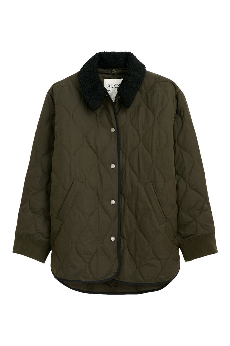 Wembley Quilted Bomber Jacket with Removable Faux Shearling Collar, Alternate, color, OLIVE