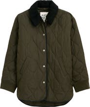 Alex Mill Wembley Quilted Bomber Jacket with Removable Faux Shearling Collar