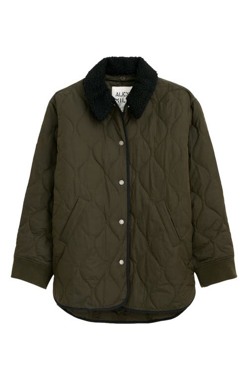 Alex Mill Wembley Quilted Bomber Jacket With Removable Faux Shearling Collar In Green