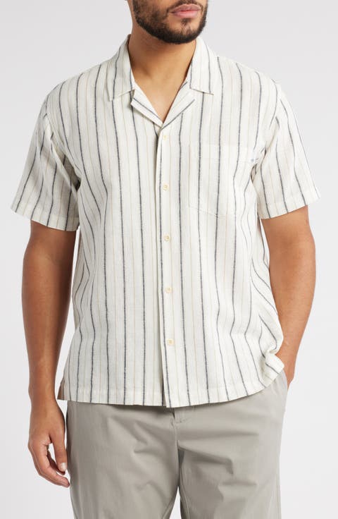 Foster Stripe Linen & Cotton Camp Shirt