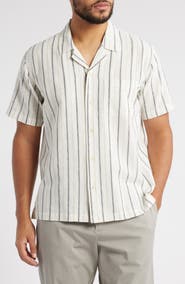 AG Foster Stripe Linen & Cotton Camp Shirt