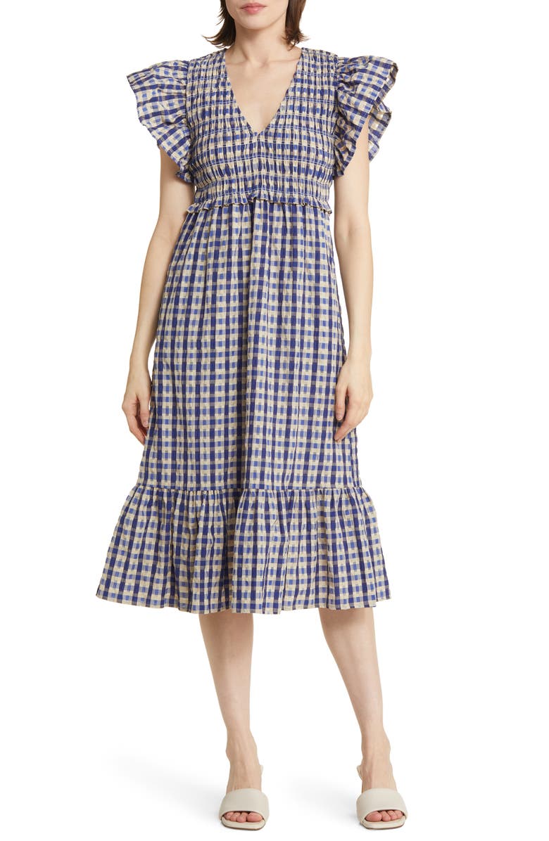 Rails Clementine Plaid Flutter Sleeve Dress, Main, color,