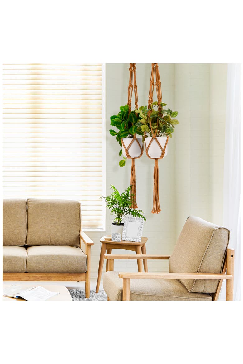 8-Pack Macrame Plant Hangers, Alternate, color, BROWN