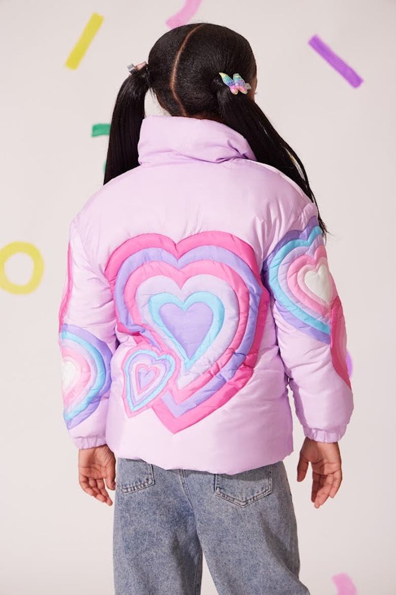 Rainbow Heart Puffer, Alternate, color, Multicolor
