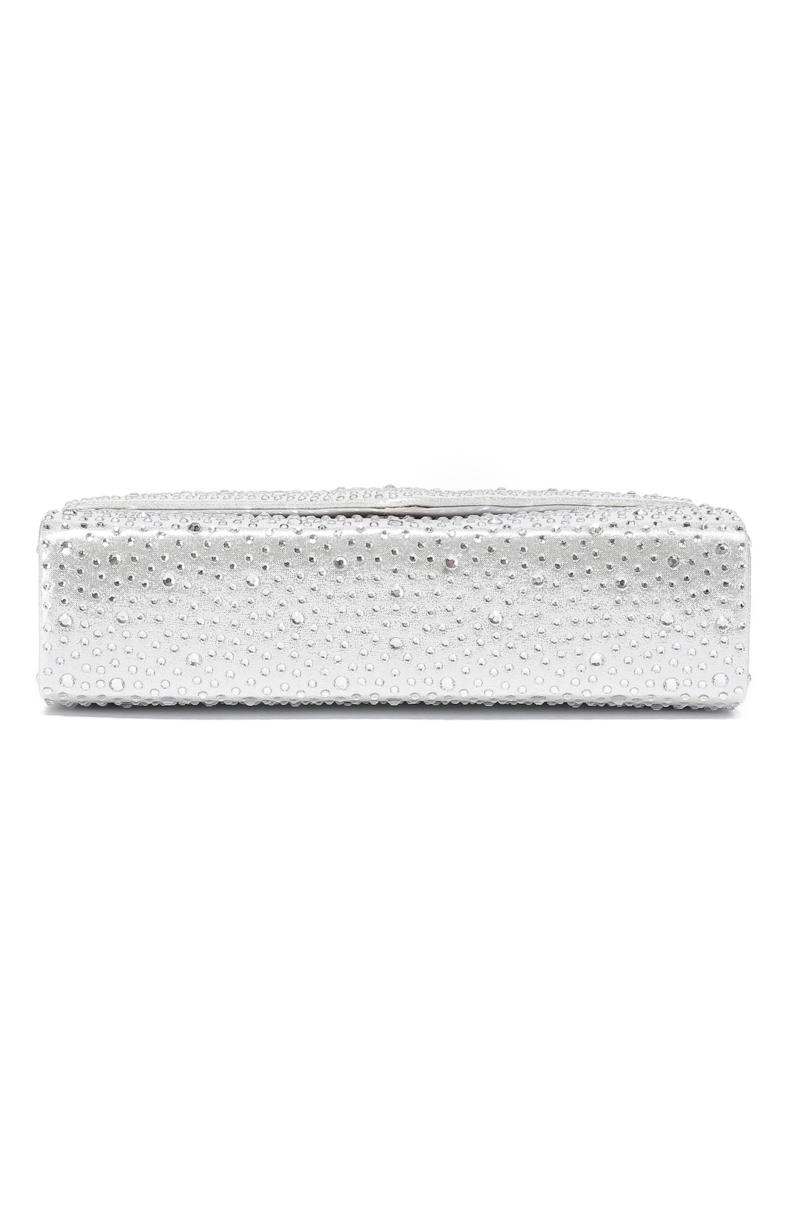 Rhinestone Envelope Clutch, Alternate, color, SILVER
