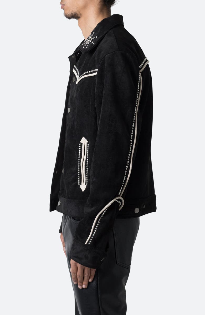 mnml Embellished Western Faux Suede Jacket, Alternate, color, Black