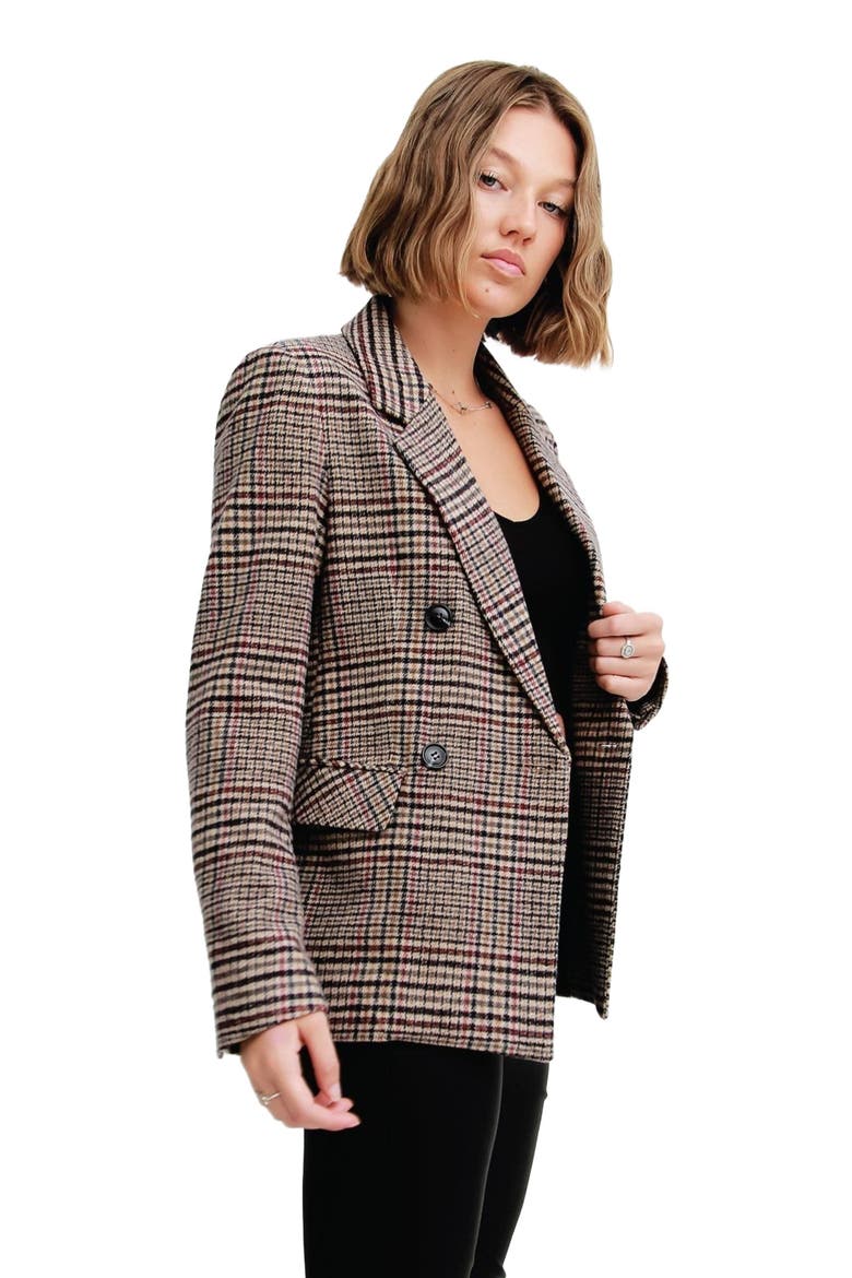 Piccadilly Wool Blend Plaid Blazer, Alternate, color, Oat
