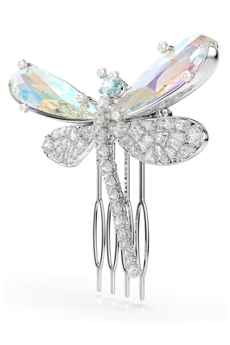 Brooch Hair Comb, Alternate, color, SILVER/ GREEN