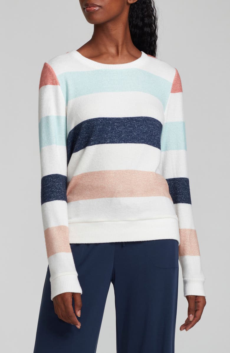Andrew Marc Stripe Hachi Sweater, Main, color, Winter Whi