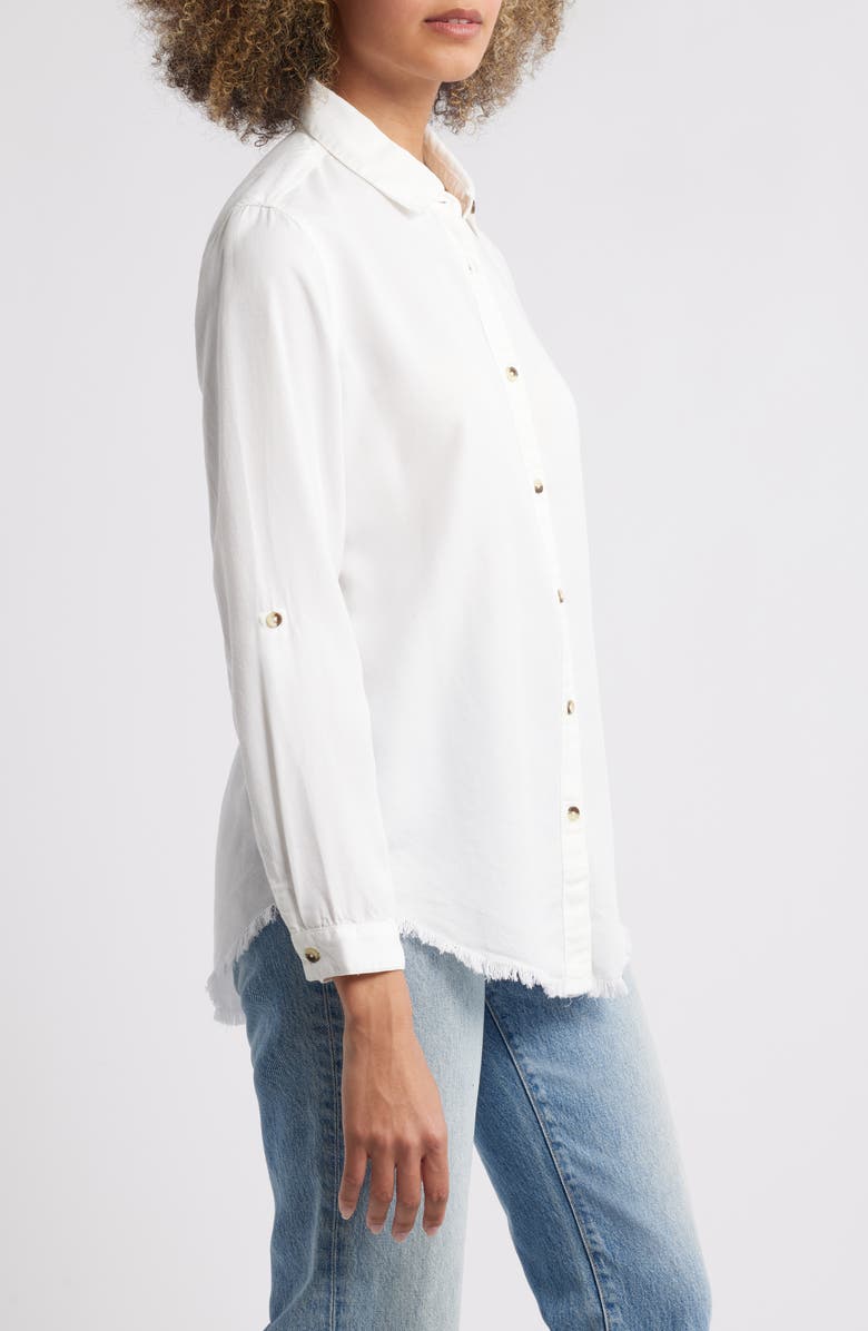 APNY Frayed Hem Button-Up Shirt, Alternate, color, White
