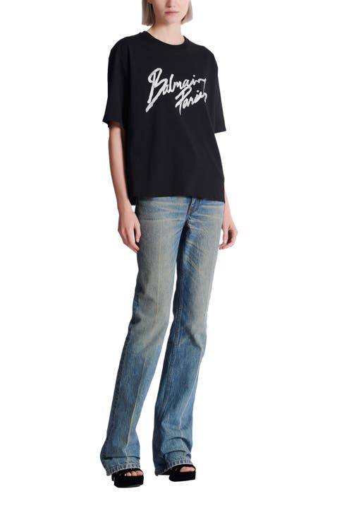 Boxy T-shirt with Balmain Paris Brush print